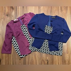 Oxiuli 2 Piece Patterned Business Casual Work One-Piece Bodycon Dress Bundle - S